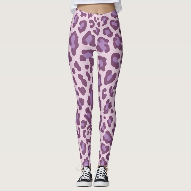 Leggings Empreinte de léopard pourpre (Devant)