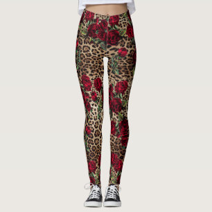 Leggings Empreinte de léopard Red Roses