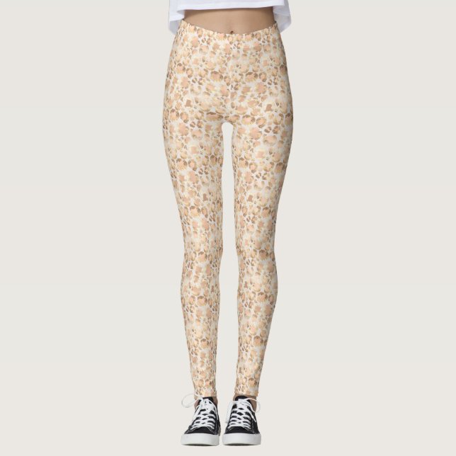 Leggings Empreinte de léopard rose blanc or chic (Devant)