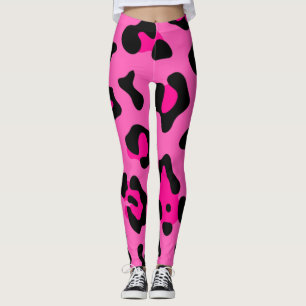 Leggings empreinte de léopard rose chaud