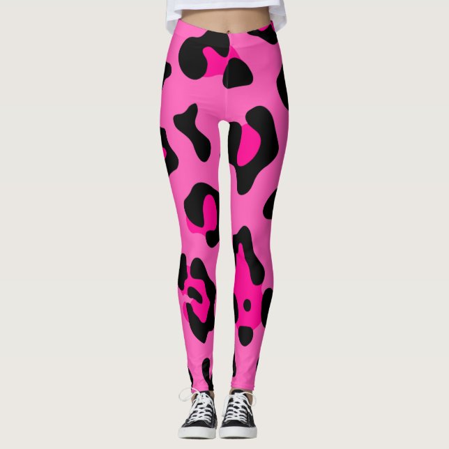 Leggings empreinte de léopard rose chaud (Devant)