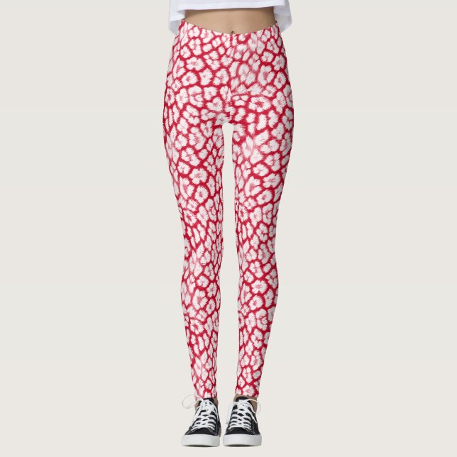 Leggings Empreinte de léopard rouge et blanc (Devant)