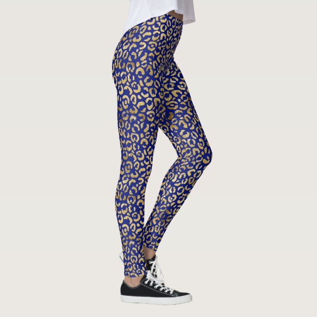 Leggings Empreinte de léopard Royal Blue et Gold (Droite)
