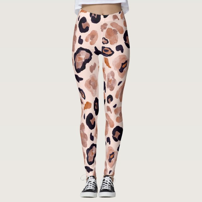 Leggings Empreinte de léopard, sans soudure, arrière - plan (Devant)