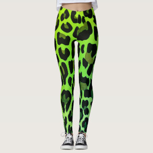 Leggings Empreinte de léopard vert au néon
