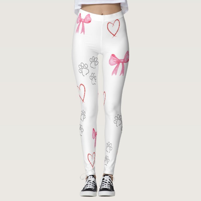 LEGGINGS EMPREINTE DE PATTE, COEUR ET BOWS LEGINGS (Devant)