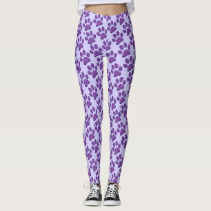 Leggings empreinte de patte de chat mousseux - violet