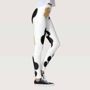 Leggings Empreinte de patte de chien canine noir et bronzé 