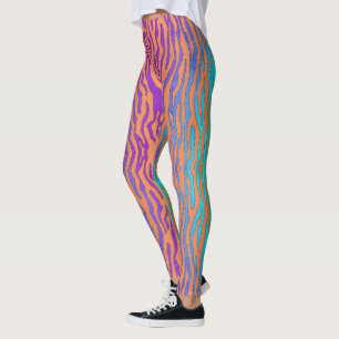 Leggings Empreinte orange violet vert zèbre
