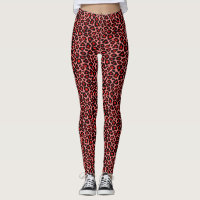 Leggings Empreintes de léopard rouges