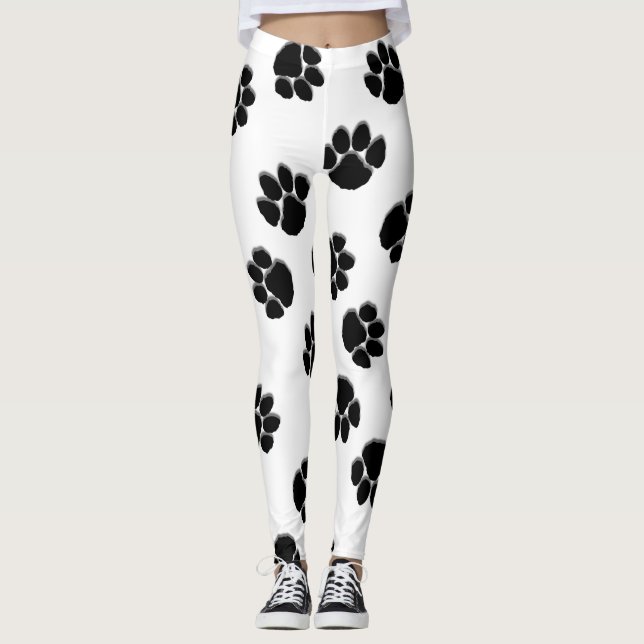 Leggings Empreintes de pattes blancs (Devant)