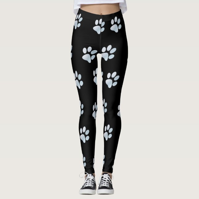 Leggings Empreintes de pattes bleu clair (Devant)