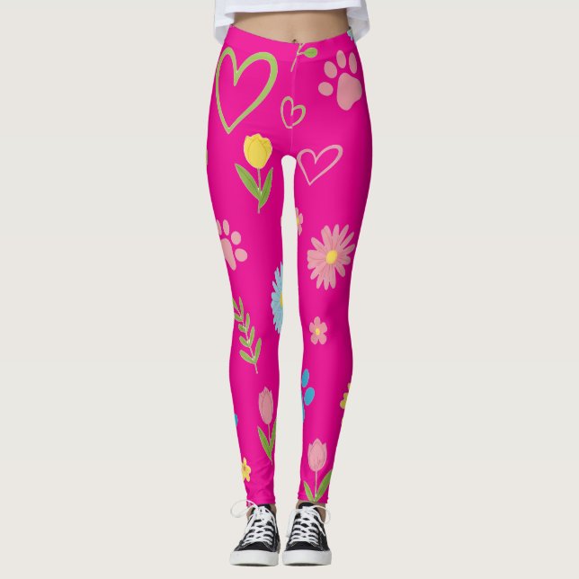Leggings Empreintes de pattes floraux (Devant)