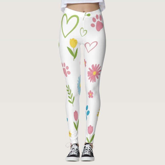 Leggings Empreintes de pattes floraux (Devant)