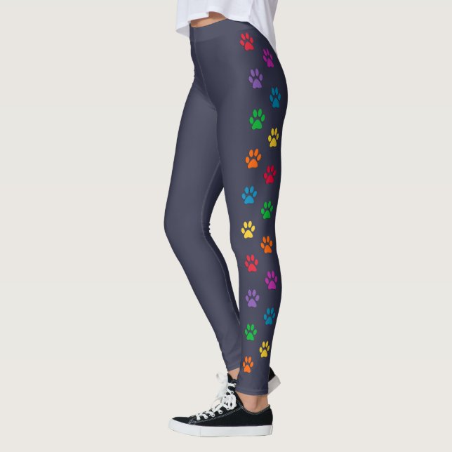 Leggings Empreintes de pattes mignons d'arc-en-ciel (Gauche)