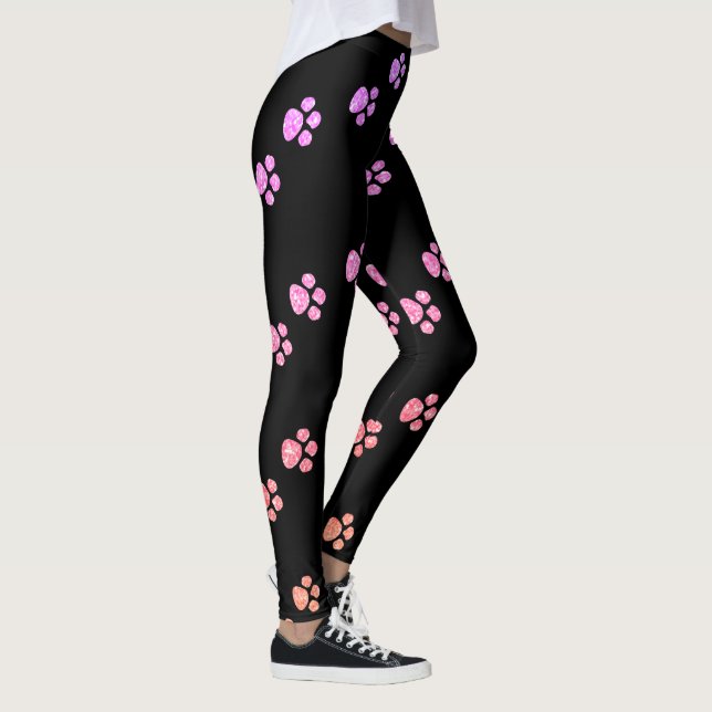 Leggings Empreintes de pattes Motifs Rose Rose Parties scin (Droite)