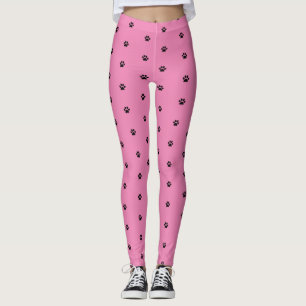 Leggings Empreintes de pattes Pink Black Animal Patters mig