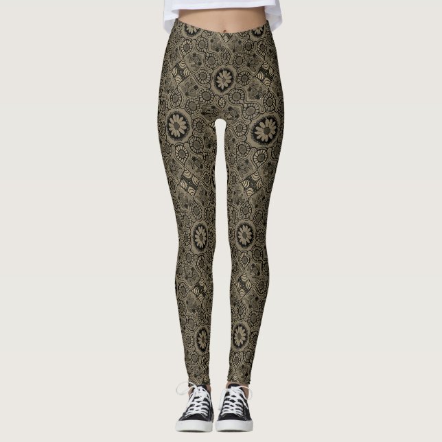 Leggings Empreintes triales tan et noir (Devant)