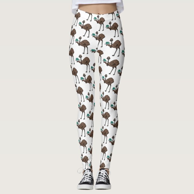 Leggings Emu avec dessin animé d'oeufs (Devant)