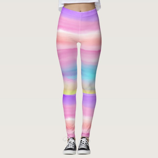 Leggings en aquarelle arc-en-ciel (Devant)
