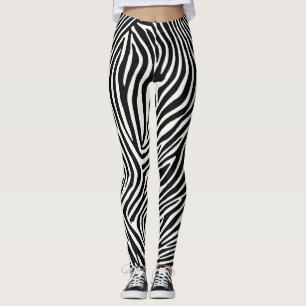 Leggings en bande de Zebra : Gras et Unique Wild P