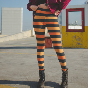 Leggings en bande d'Halloween noir et orange