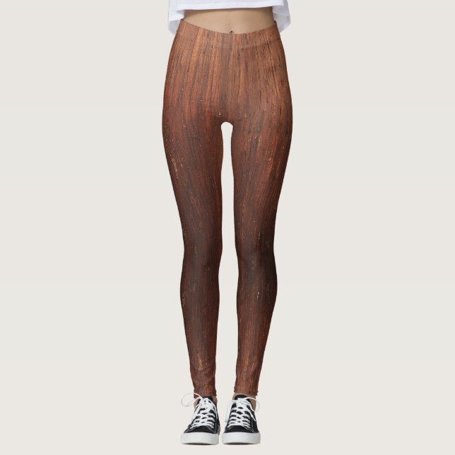 Leggings en bois foncé Brown Faux (Devant)