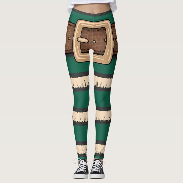 Leggings en costume d'elfe vert festif - Bande de  (Devant)