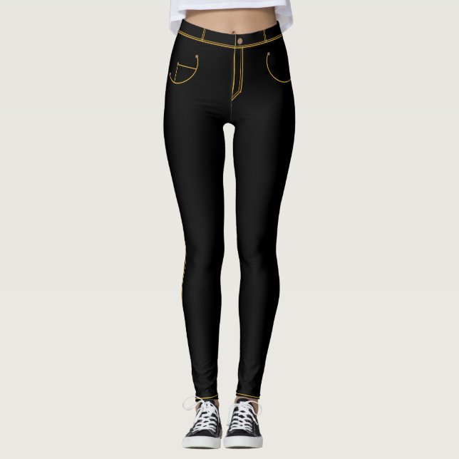 Leggings en faux denim noir (Devant)