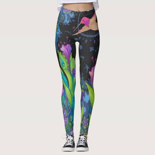 Leggings en fleurs de colibris (Devant)