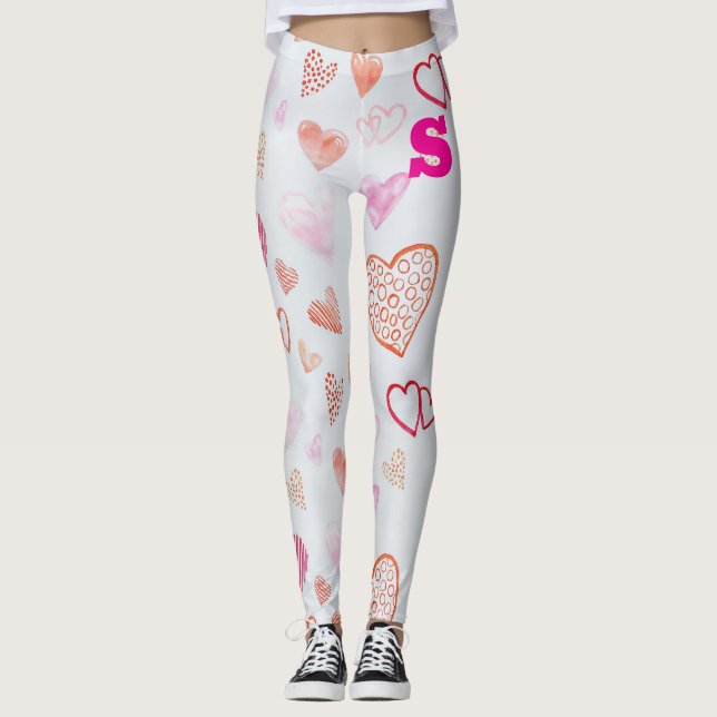 leggings en forme de coeur rose (Devant)