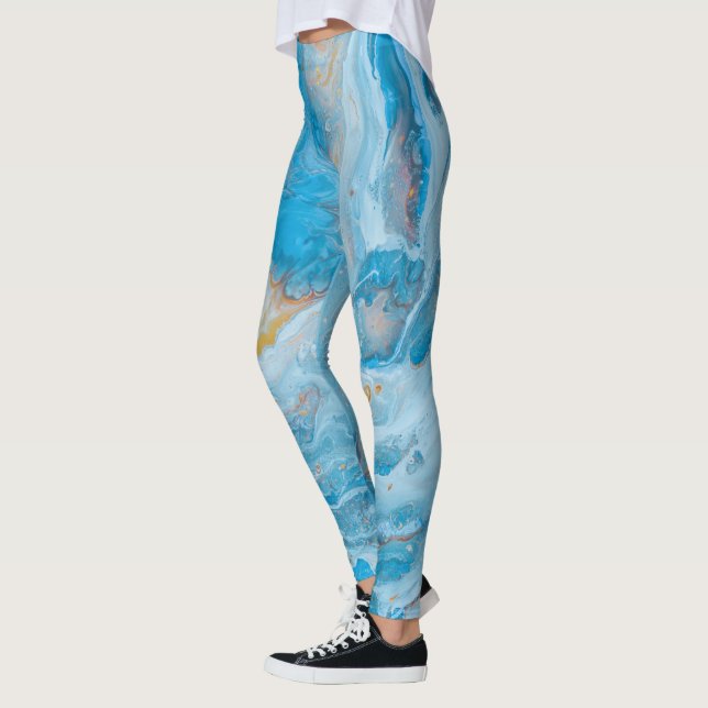 Leggings en marbre bleu or (Gauche)