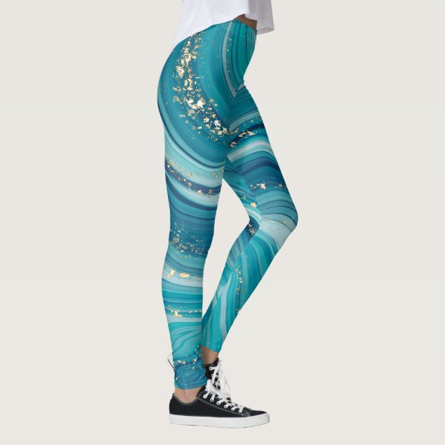 Leggings en marbre bleu vert (Droite)