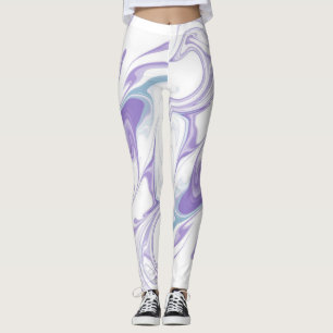 Leggings en marbre lavande - Abstrait Fluid Ar