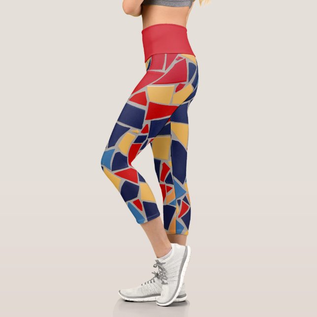 Leggings en Mosaïque Bleue et Rouge de la Marine (Gauche)