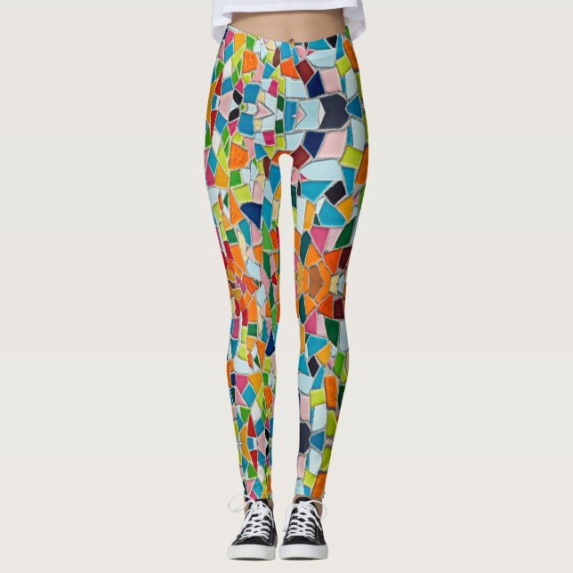 Leggings en mosaïque de Terrazzo coloré (Devant)