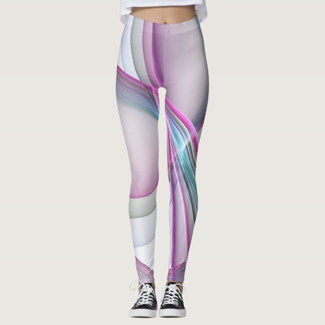 Leggings En Mouvement, Art Fractal Abstrait Moderne Coloré (Devant)