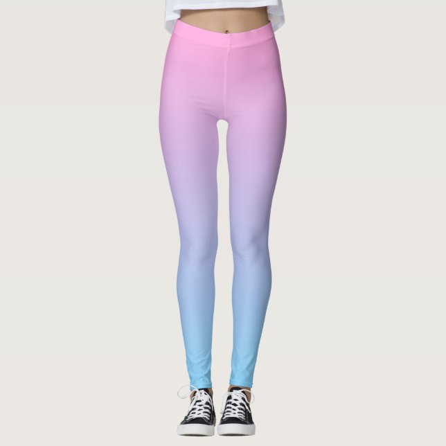 Leggings En pastel pâlissez - le gradient rose et bleu (Devant)