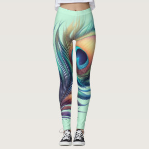 Leggings en plumes de paon