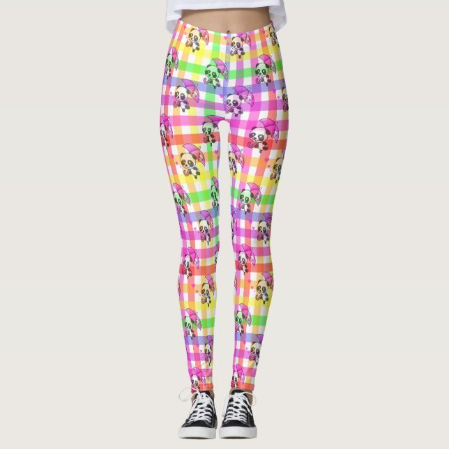 Leggings En vichy arc-en-ciel mignon (Devant)