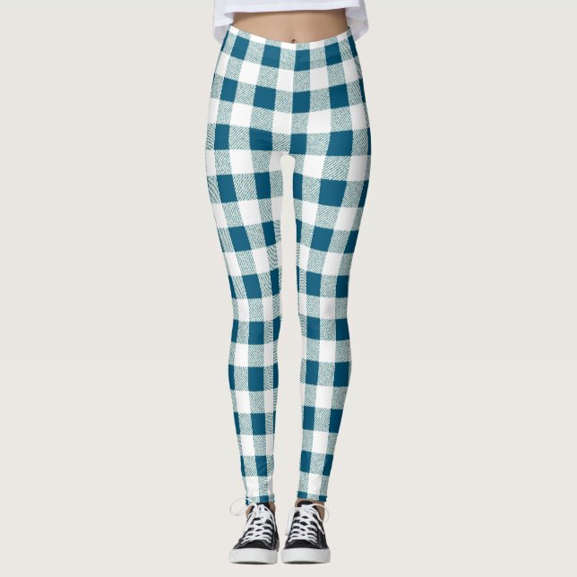 Leggings en vichy Check Bluish Green (Devant)
