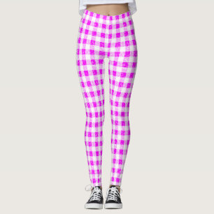 Leggings En vichy pattes de Motif rose et blanc