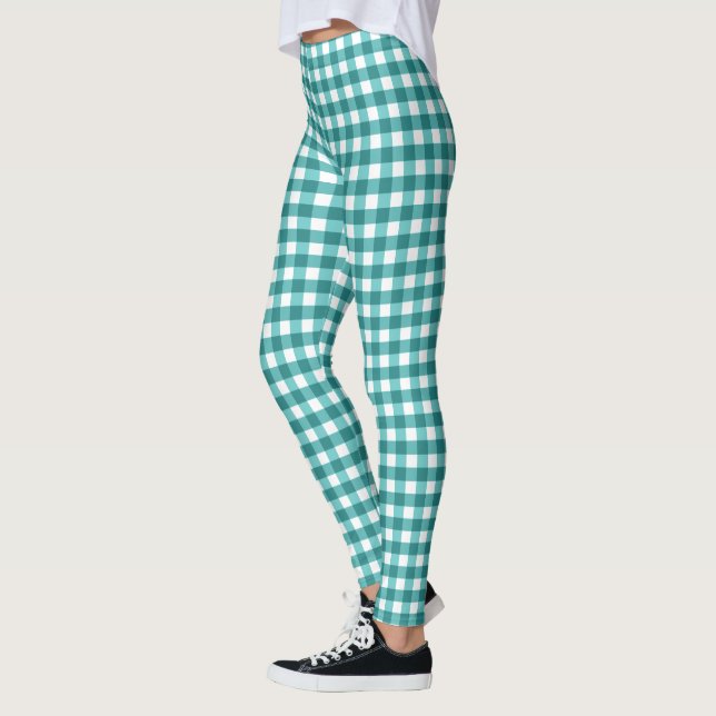 Leggings en vichy turquoise (Gauche)