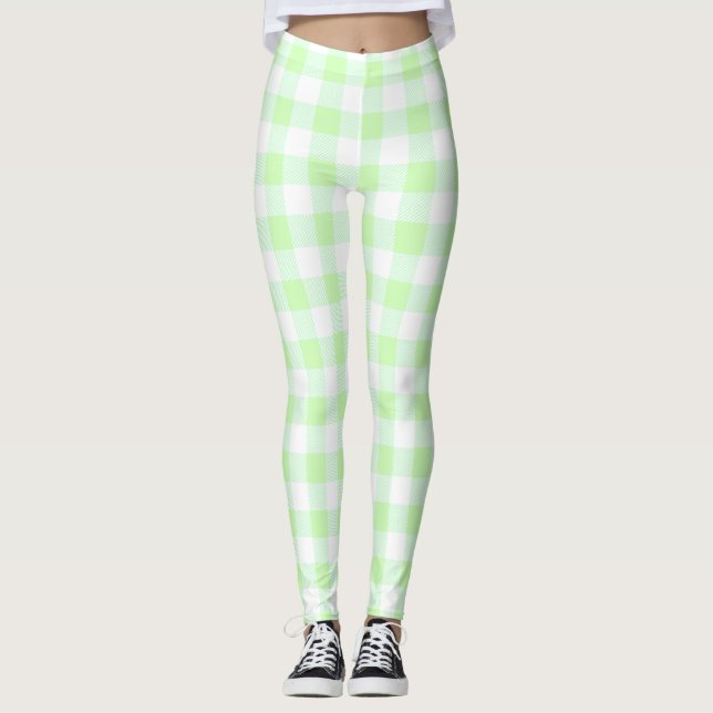 Leggings en vichy Vérifiez le vert clair (Devant)