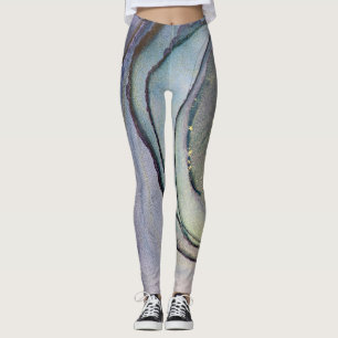 Leggings Encre Abstraite d'alcool brillant violet Turquoise