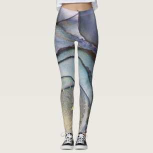 Leggings Encre Abstraite d'alcool brillant violet Turquoise