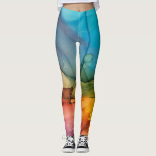 Leggings Encre d'alcool Abstraite Arc-en-ciel couleur liqui