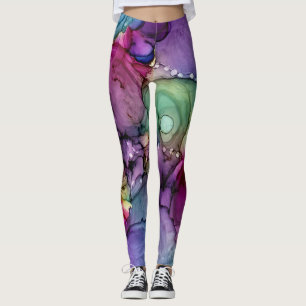 Leggings Encre d'alcool multicolore encre Liquide Art Abstr