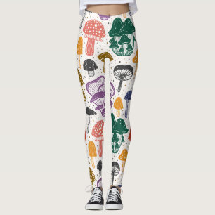 Leggings Encre de texture vintage de champignons de forêt