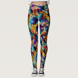Leggings Encre liquide colorée Motif d'abstraction